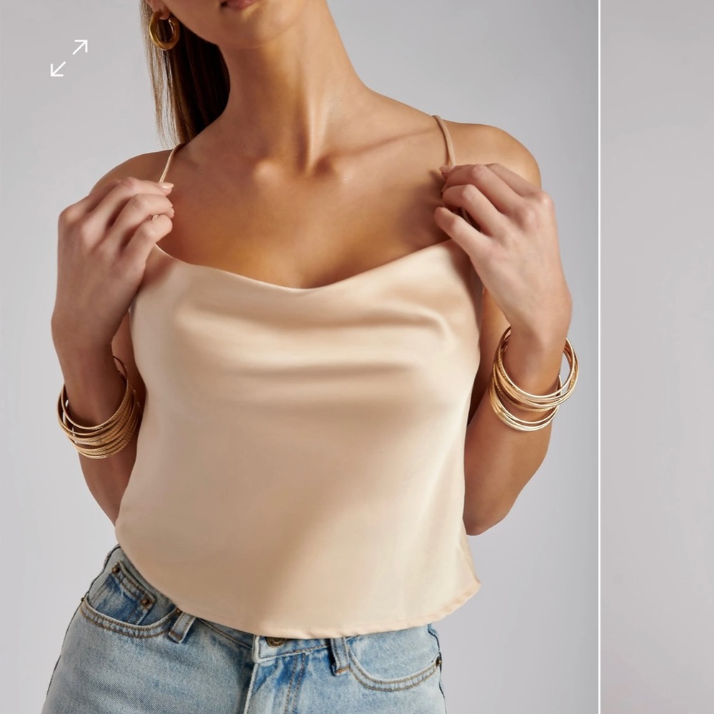Meshki S Cowl Neck Cami Top - Champagne